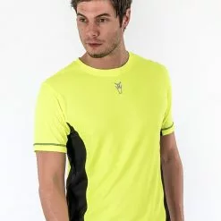 Amnig Men Pace Running Short Sleeve Top (Safety Yellow)