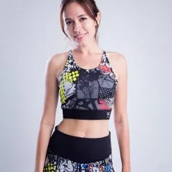 Amnig Women Crux Halter Neck Sport Bra (Black High Rise)