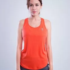 Amnig Women Flex Slim Racer Back Tank Top (Hot Coral)