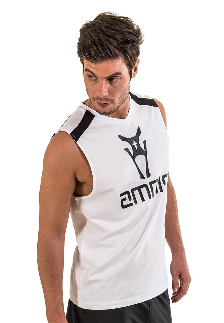 Amnig Men Training Sleeveless Tee (White) - Image 2