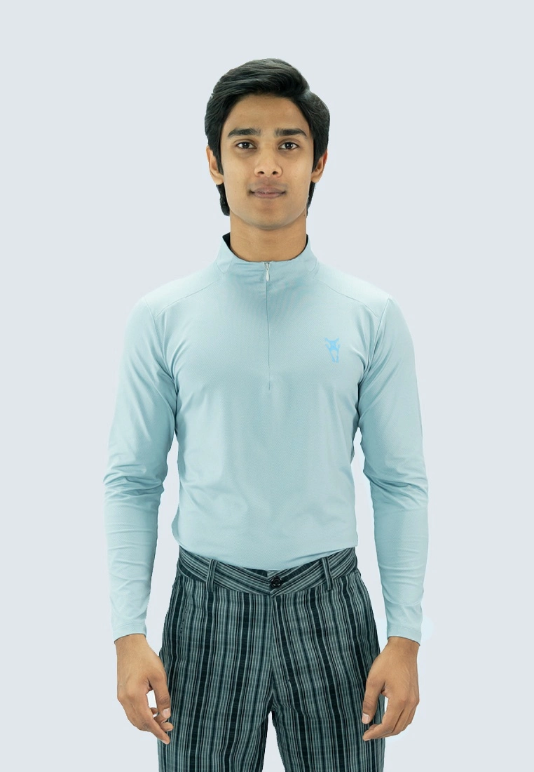 Amnig Men Flex High Neck with Zipper Long Sleeve