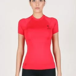 Amnig Women Maxforce Agile Compression Short Sleeve Top (Red)