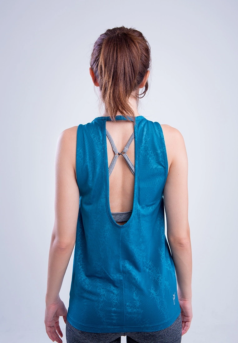 Amnig Women Aerial Open Back Tank Top (Blue Coral) - Image 3