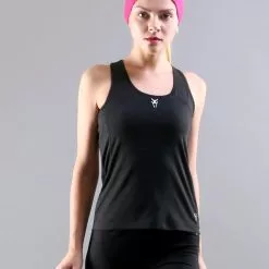 Amnig Women Recapture 2 in 1 Compression Singlet with Sport Bra (Black)