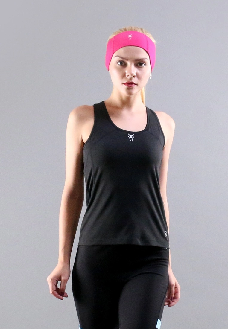 Amnig Women Recapture 2 in 1 Compression Singlet with Sport Bra (Black)