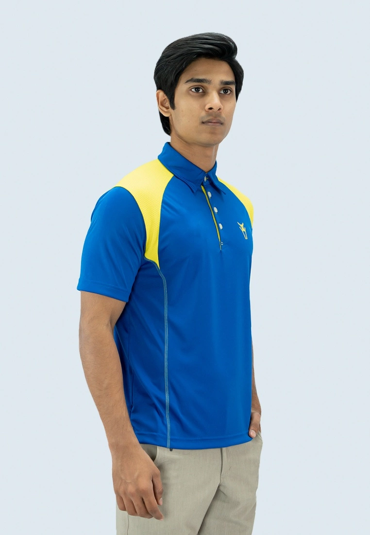 Amnig Men Aspire Polo (True Blue/ Cyber Yellow) - Image 2