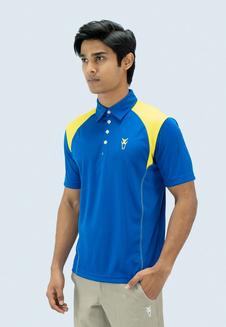 Amnig Men Aspire Polo (True Blue/ Cyber Yellow) - Image 3