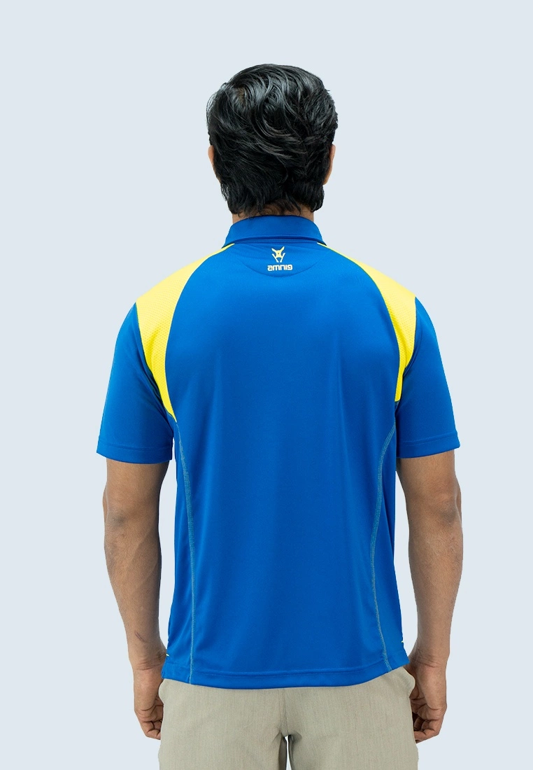 Amnig Men Aspire Polo (True Blue/ Cyber Yellow) - Image 4
