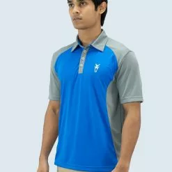 Amnig Men Surge Polo (Steel Grey/ Royal Blue)