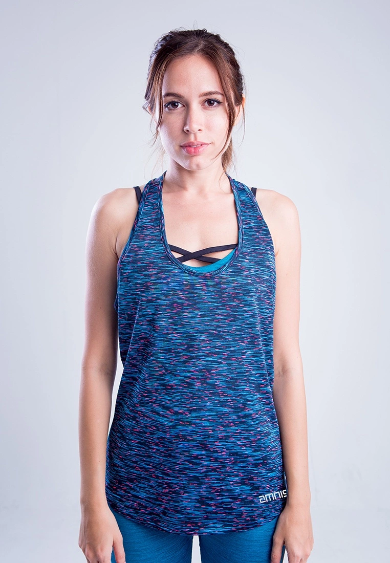 Amnig Women Flex Pro Strap Back Tank Top (Cadet Combo)