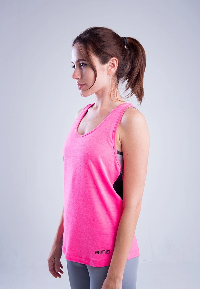 Amnig Women Flex Pro Strap Back Tank Top (Pink Heather) - Image 2