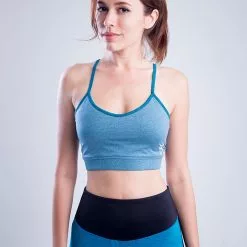 Amnig Women Crux Pro V-Neck Sport Bra (Coral Blue)