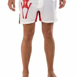 AMNIG Men Fighter Shorts-15" White Red