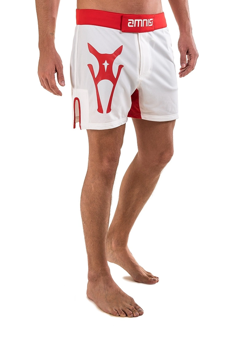 AMNIG Men Fighter Shorts-15" White Red - Image 2