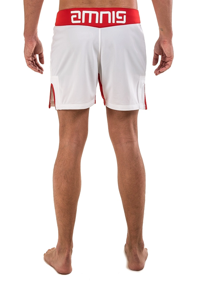 AMNIG Men Fighter Shorts-15" White Red - Image 4