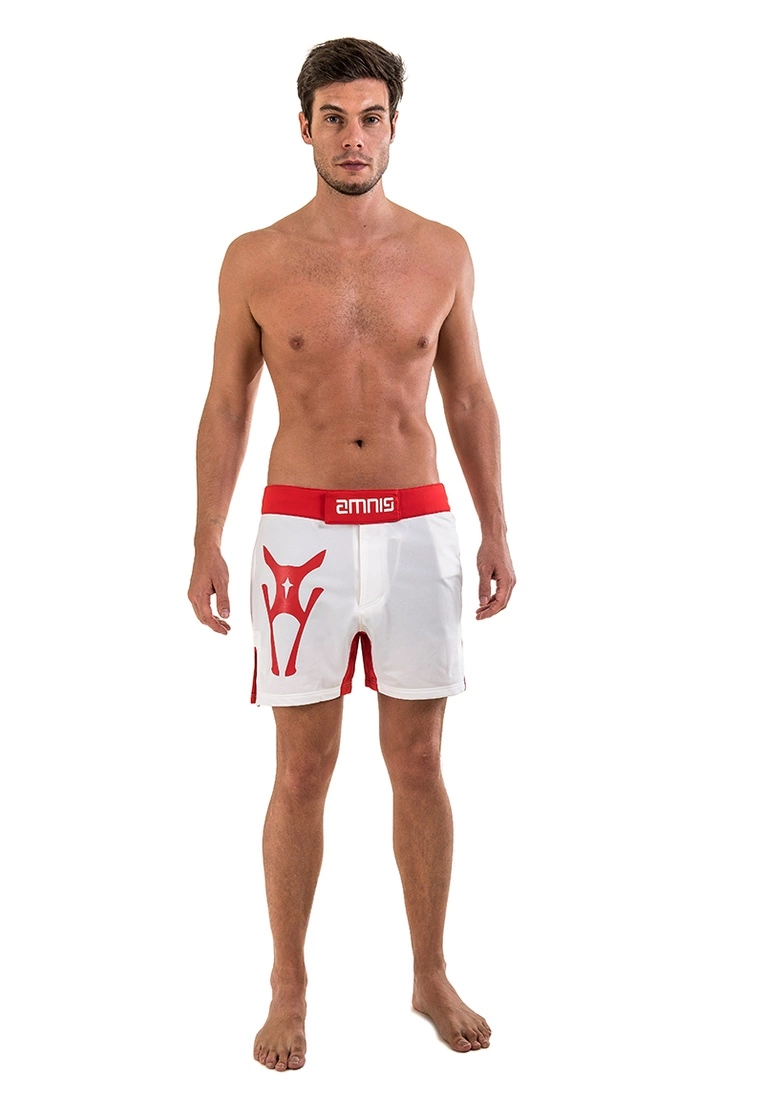 AMNIG Men Fighter Shorts-15" White Red - Image 5