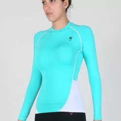 Amnig Women Maxforce Dual Tone Compression Long Sleeve Top (Mint)