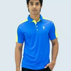 Amnig Men Motion Polo (Blue/Lemon Green)