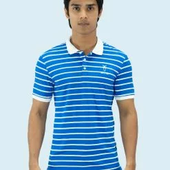 Amnig Men Streak Flat Knit Polo