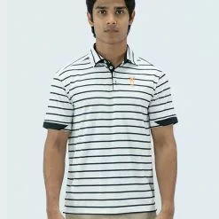 Amnig Men Streak Polo (White/Black)