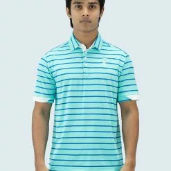 Amnig Men Streak Polo(Pool Green/White)