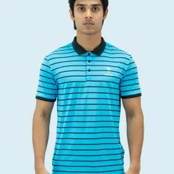 Amnig Men Streak Flat Knit Polo
