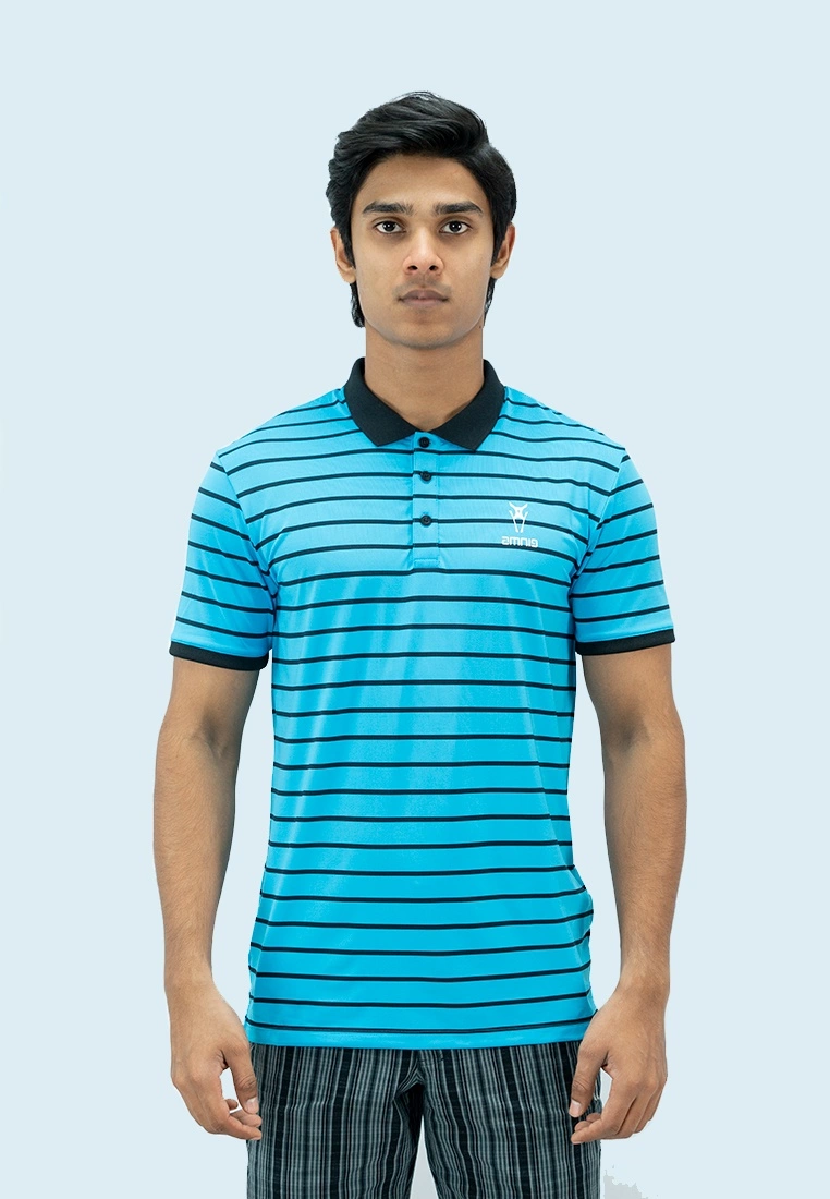 Amnig Men Streak Flat Knit Polo