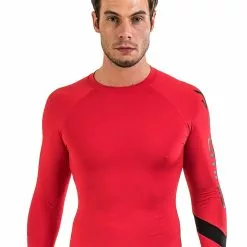 Amnig Men Maxforce Victory Compression Long Sleeve Top (Red)