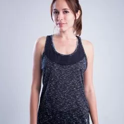 Amnig Women Flex Pro Cross Back Tank Top (Deep Black Combo)