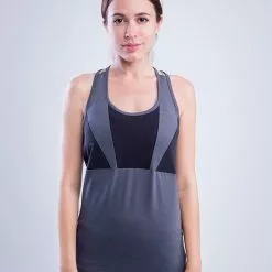 Amnig Women Flex Pro Mesh Back Tank Top (Shale Grey)