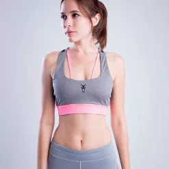 Amnig Women Flex Pro Strap/Mesh Back Sport Bra (Grey)