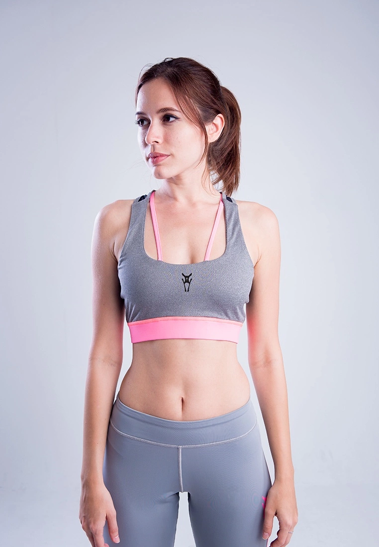 Amnig Women Flex Pro Strap/Mesh Back Sport Bra (Grey)