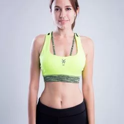 Amnig Women Flex Pro Strap/Mesh Back Sport Bra (Fuel Yellow)