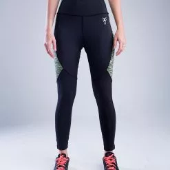 Amnig Women Gallantry Leggings (Black/New Lime)