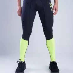Amnig Men Ardor Compression Long Pants (Black/Fuel Yellow)