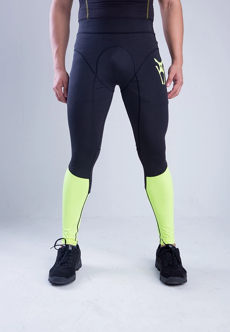 Amnig Men Ardor Compression Long Pants (Black/Fuel Yellow)