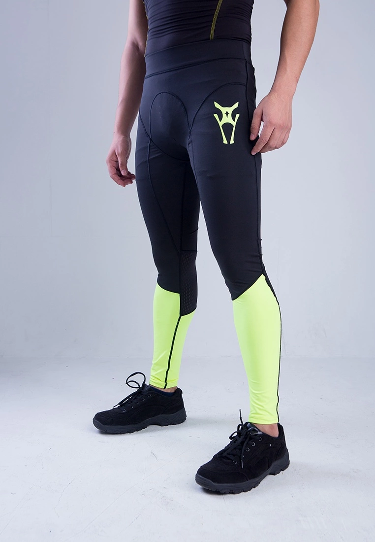 Amnig Men Ardor Compression Long Pants (Black/Fuel Yellow) - Image 2