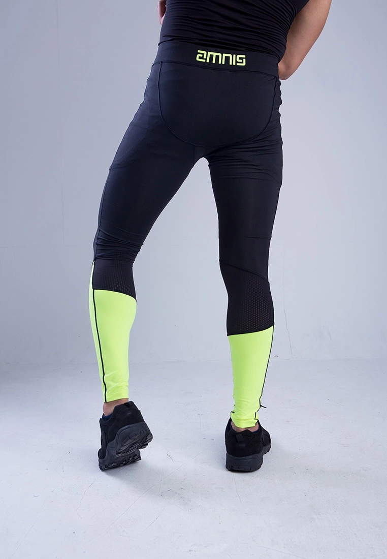 Amnig Men Ardor Compression Long Pants (Black/Fuel Yellow) - Image 3