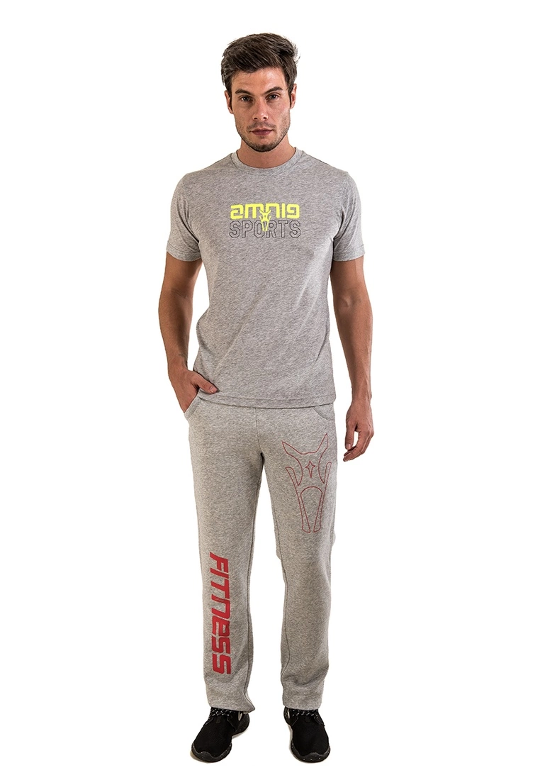 AMNIG Unisex Fitness Sweatpants (Grey/Orange) - Image 5