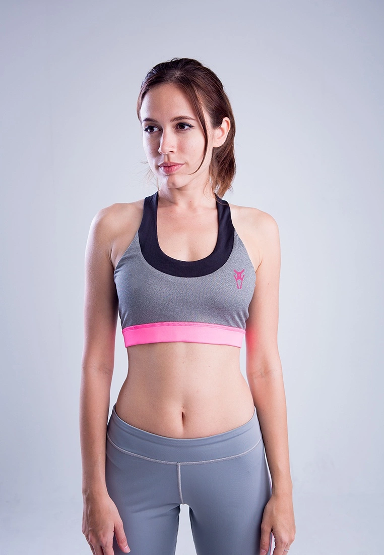 Amnig Women Fuse Pro Crisscross Back Sports Bra (Grey)