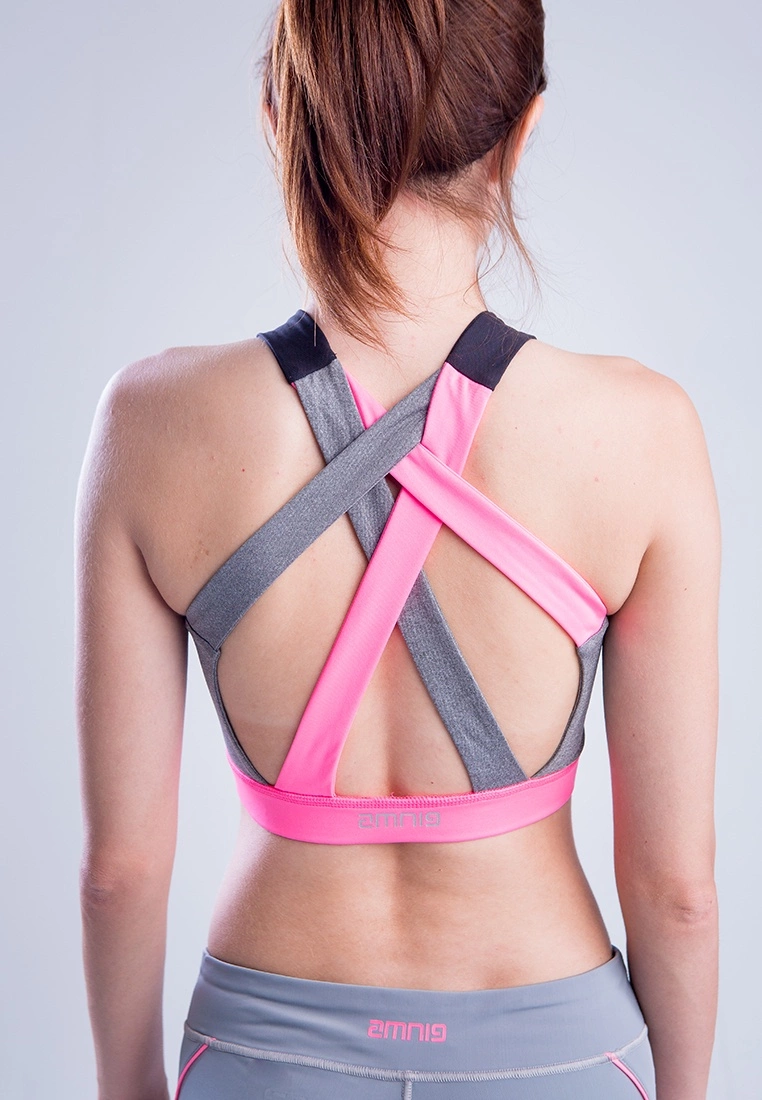 Amnig Women Fuse Pro Crisscross Back Sports Bra (Grey) - Image 4