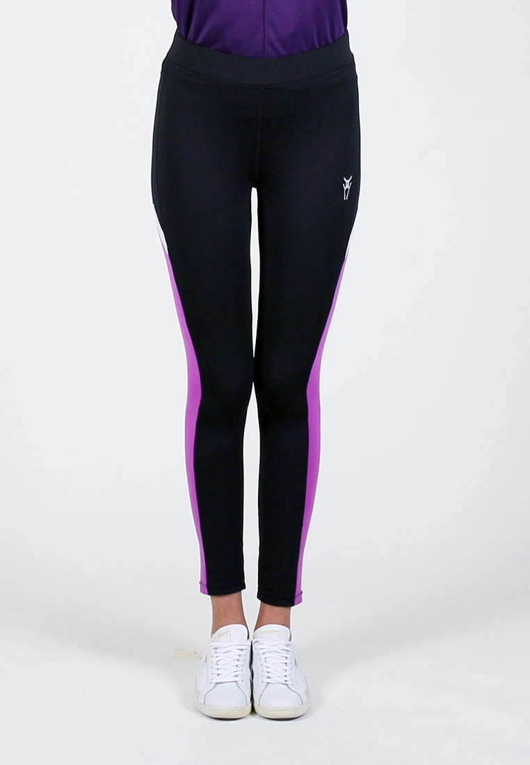 AMNIG Women Flex Legging (Black/Purple)