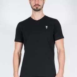 Amnig Men Active V Neck Tee (Black)