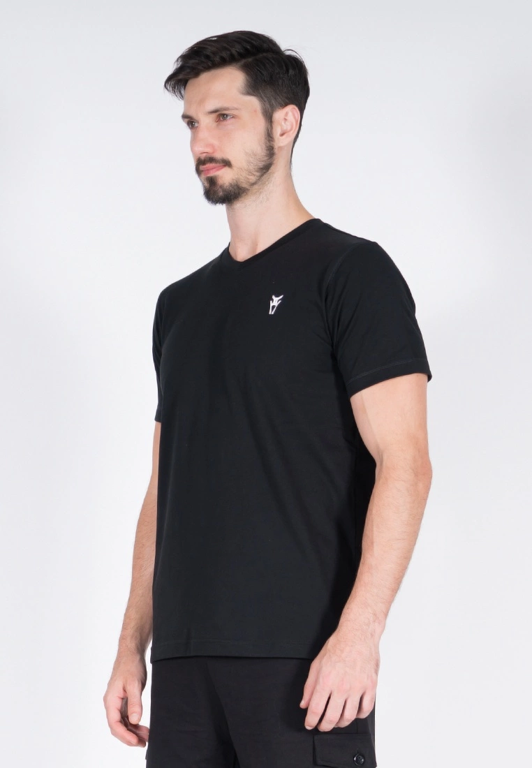 Amnig Men Active V Neck Tee (Black) - Image 2