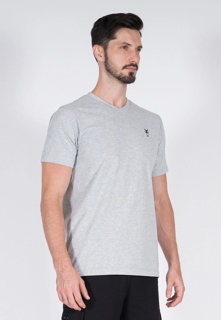 Amnig Men Active V Neck Tee (Light Grey) - Image 3