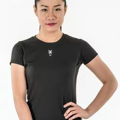 Amnig Women Pace Running Short Sleeve Top (Black)