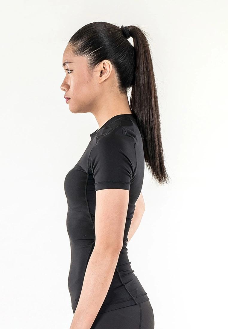 Amnig Women Diligent Compression Short Sleeve Top (Black/White) - Image 5