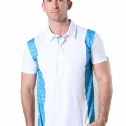 AMNIG Men Polo Shirt (White/Blue Strip)