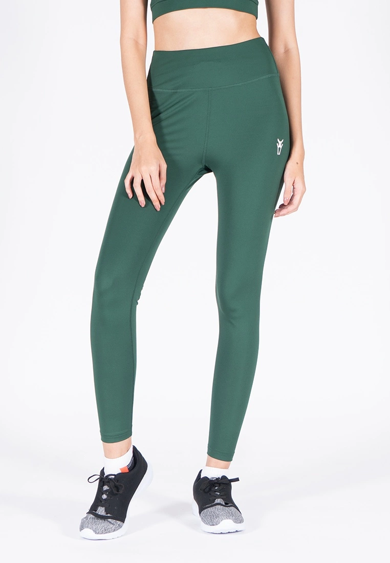 Amnig Women Active High Waist Legging (Dark Green)