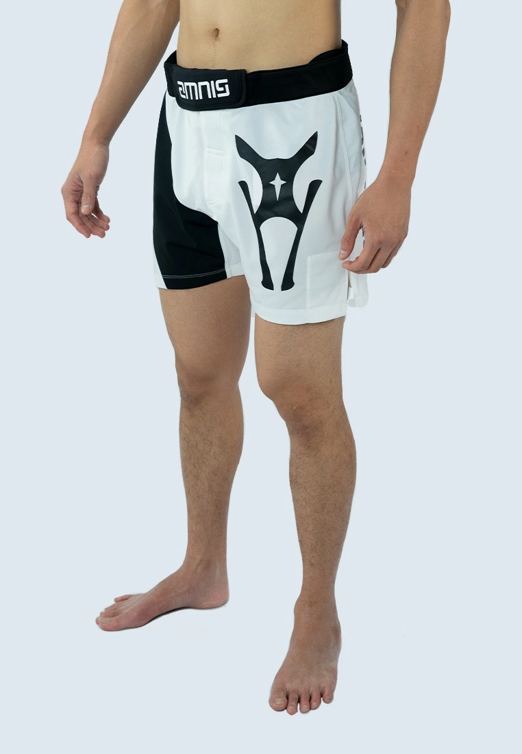 Amnig Men 15" Fighter Shorts - White/Black - Image 2